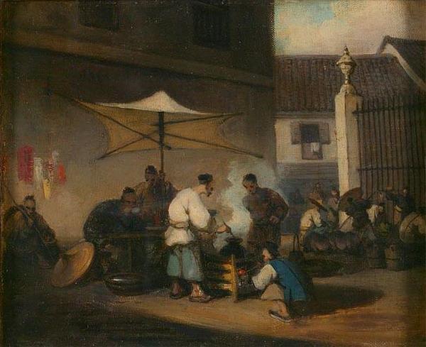 George Chinnery Chinese Street Scene at Macao oil painting image